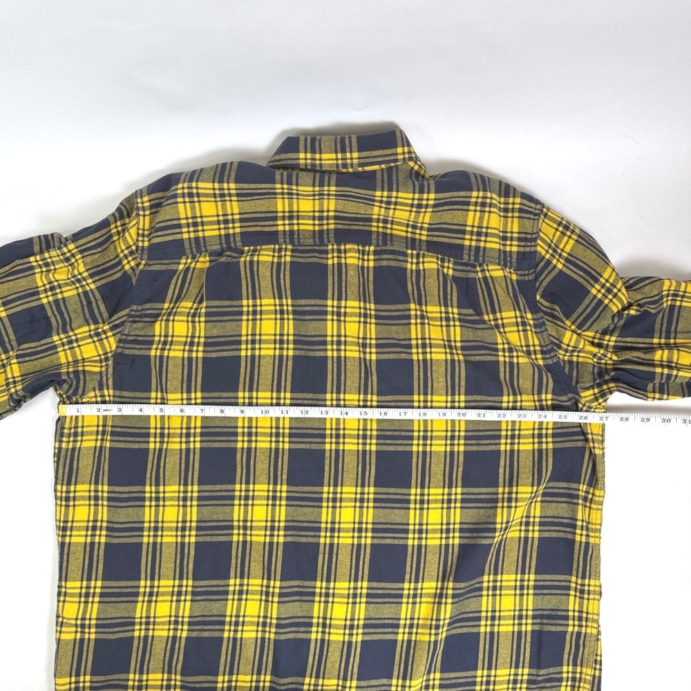 Faded Glory Mens 2XL Yellow Navy Blue Plaid Flannel Shirt Cotton FM46Y049B - Picture 9 of 11